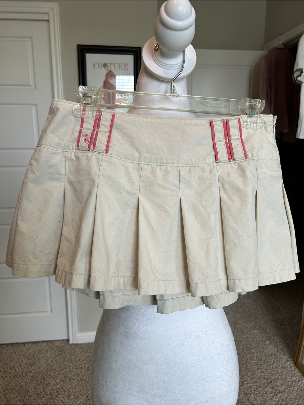ABERCROMBIE & FITCH Y2K Micro Mini Pleated Schoolgirl Khaki Skirt Size 2 Vintage